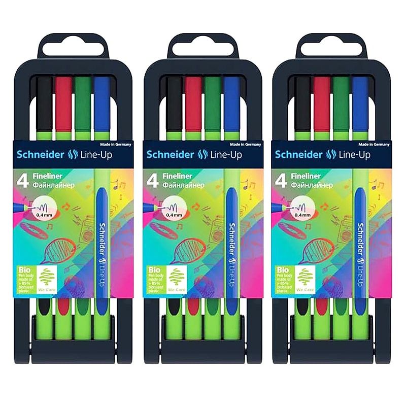 Schneider® Line-Up Fineliners, 0.4 mm Point, Assorted Colors, 4/Pack, 3 Packs (PSY191094-3) image 1