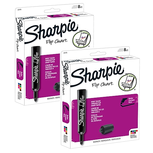 EXPO® Flip Chart® Marker, Bullet Tip, Assorted Colors, 8 Per Pack, 2 Packs  (SAN22478-2)