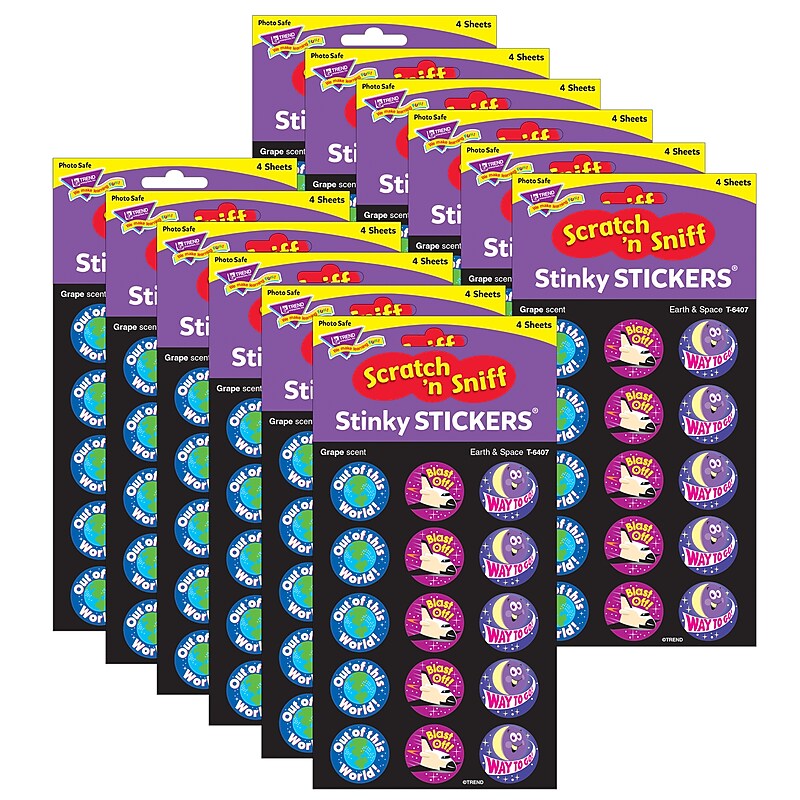 TREND Earth & Space/Grape Stinky Stickers®, 60 Per Pack, 12 Packs (T-6407-12) image 1