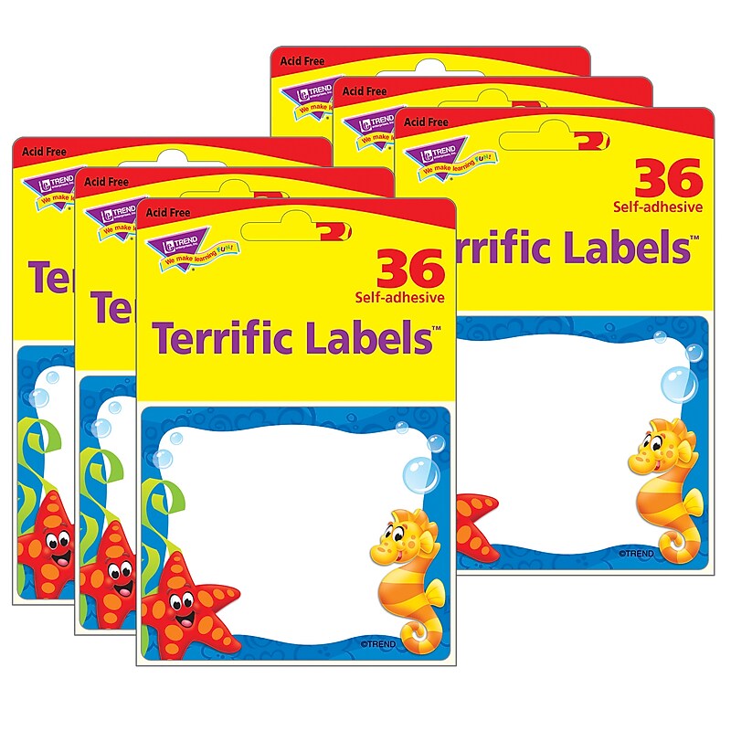 TREND Sea Buddies Terrific Labels, 2.5" x 3", 36 Per Pack, 6 Packs (T-68083-6) image 1