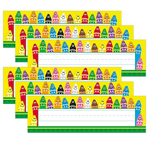 TREND Colorful Crayons Desk Toppers Nameplates, 9.5" x 2.875", 36 Per