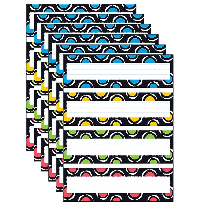 TREND Bold Strokes Circles Desk Toppers Nameplates Variety Pack, 9.5" x 2.88", 32 Per Pack, 6 Packs (T-69956-6) image 1