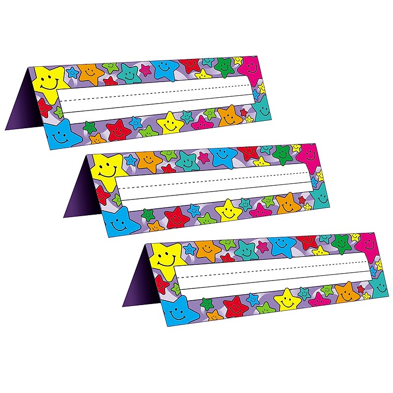 Teacher Created Resources Happy Stars Tented Nameplates, 3.5" x 11.5", 36 Per Pack, 3 Packs (TCR1941-3) image 1