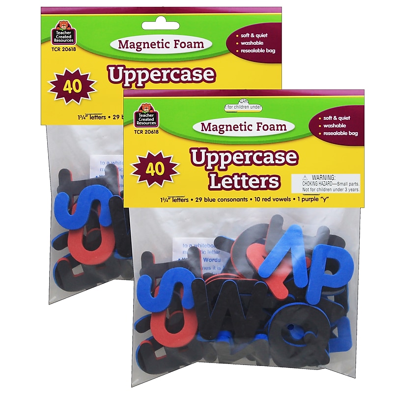Teacher Created Resources 1.75" Magnetic Foam Uppercase Letters, Assorted Colors, 2 Sets (TCR20618-2) image 1