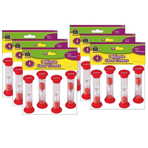Teacher Created Resources Sand Timers, Small, 1 Minute, 4 Per Pack, 6