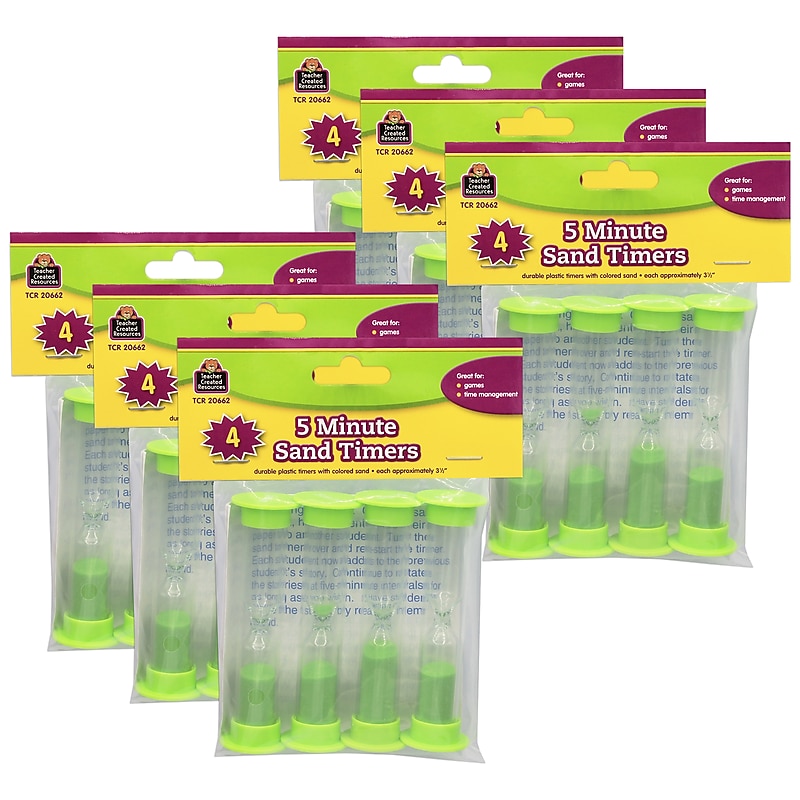 Teacher Created Resources Sand Timers, Small, 5 Minute, 4 Per Pack, 6 Packs (TCR20662-6) image 1
