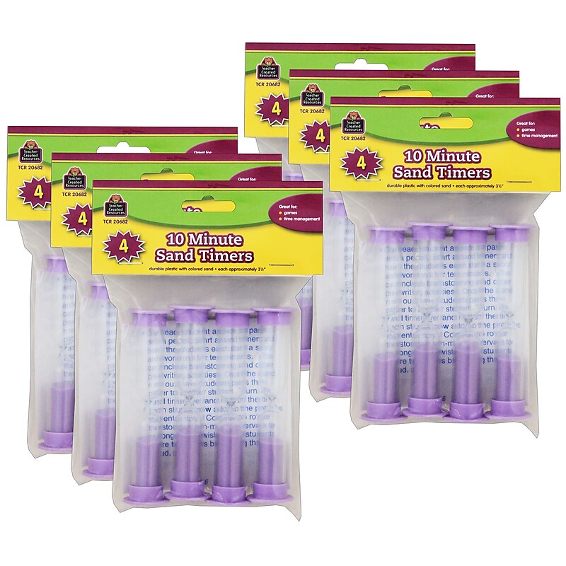 Teacher Created Resources Small Sand Timer, 10 Minute, Purple, 4 Per Pack, 6 Packs (TCR20682-6) image 1