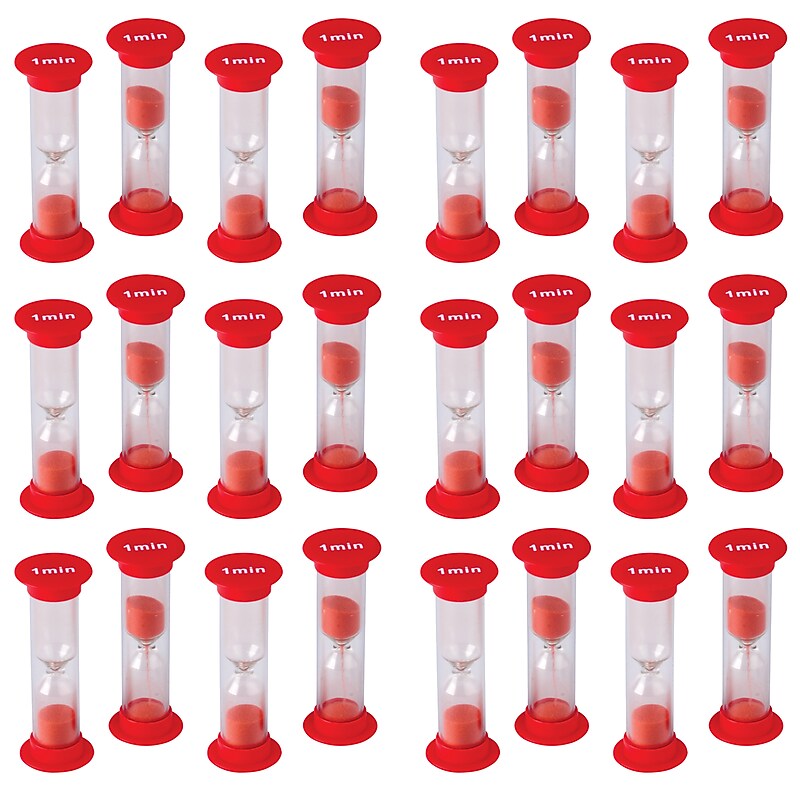 Teacher Created Resources 1 Minute Mini Sand Timer, Red, 4 Per Pack, 6 Packs (TCR20753-6) image 1