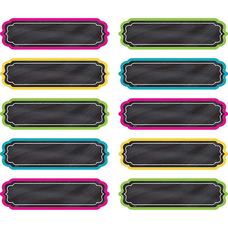Teacher Created Resources Chalkboard Brights Labels, 5.25" x 1.5", 30 Per Pack, 3 Packs (TCR20871-3) image 1
