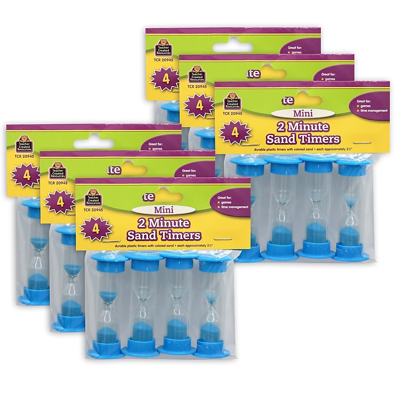 Teacher Created Resources 2 Minute Mini Sand Timer, Blue, 4 Per Pack, 6 Packs (TCR20945-6) image 1