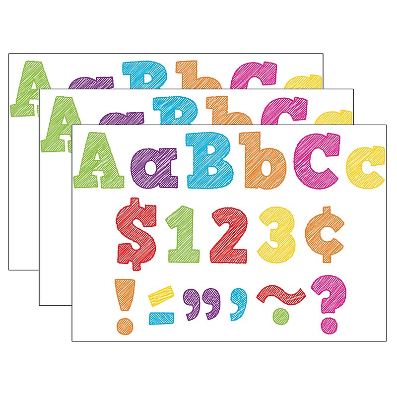 Teacher Created Resources 4" Bold Block Letters Combo Pack, Assorted Colors, 230 Characters/Pack, 3 Packs (TCR2686-3) image 1