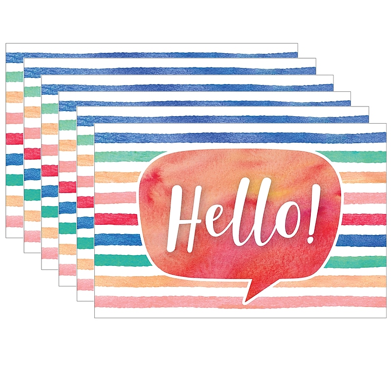Teacher Created Resources Watercolor Hello Postcards, 30/Pack, 6 Packs (TCR4764-6) image 1