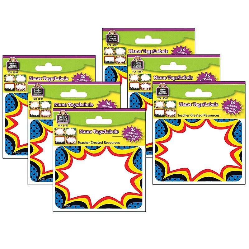 Teacher Created Resources Superhero Name Tags, 3.5" x 2.5", 36 Per Pack, 6 Packs (TCR5587-6) image 1