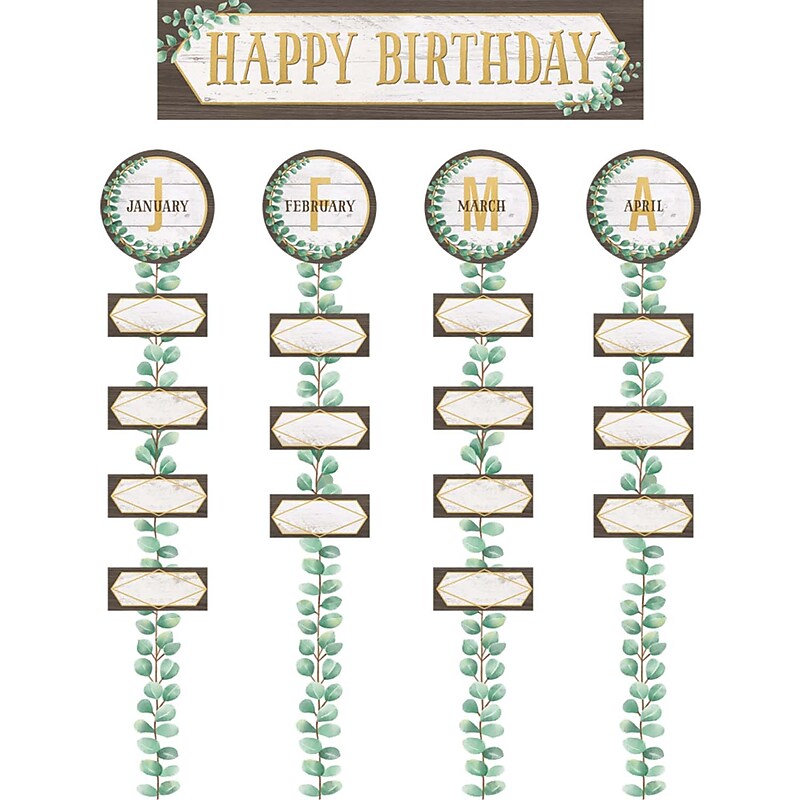 Teacher Created Resources Eucalyptus Happy Birthday Bulletin Board Set, 70/Set (TCR8473) image 1