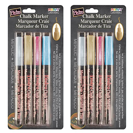 Marvy Uchida Uch4824m-2 Bistro Chalk Markers Pack, Metallic 4-Color Fine Tip (2 PK)