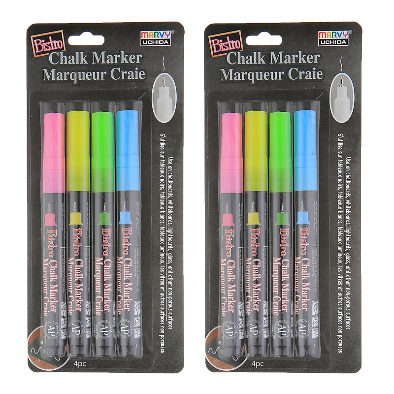Marvy Uchida Chalk Markers, Extra Fine Tip, Assorted, 4/Pack, 2 Packs (UCH4854A-2) image 1