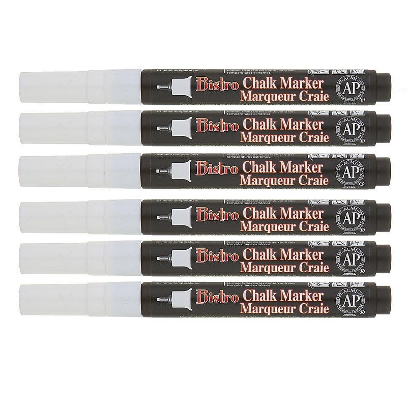 Marvy Uchida® Bistro Chalk Markers, Extra Fine Tip, White, Pack of 6 (UCH485C0-6) image 1
