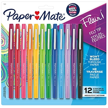 Paper Mate Flair Felt Pen, Medium Point, Assorted Ink, Dozen (74423)