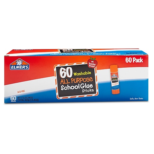 60-Pack "Elmer's Washable All-Purpose School Glue Sticks E501 0.24 Ounce Each " for sale online 