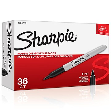 Sharpie Permanent Markers, Fine Tip, Black, 36/Pack (1884739)