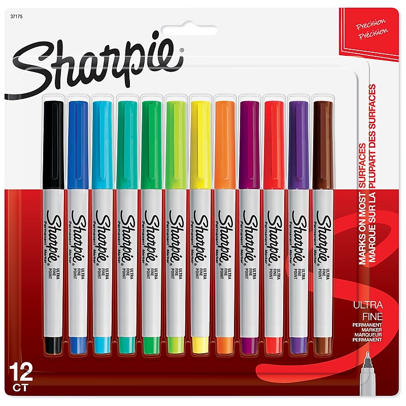 Sharpie Permanent Marker, Ultra Fine Tip, Assorted, 12/Pack (37175PP) image 1