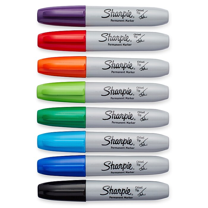 Sharpie 38250PP Permanent Markers, Chisel Tip, Assorted Colors, 8-Pack