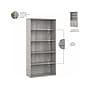 Bush Business Furniture Studio A 73"H 5-Shelf Bookcase with Adjustable Shelves, Platinum Gray Laminated Wood (STA010PG)~#|#~sp161613264_sc7
