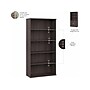 Bush Business Furniture Studio A 73"H 5-Shelf Bookcase with Adjustable Shelves, Storm Gray Laminated Wood (SDB7236SG-Z)~#|#~sp161613385_sc7