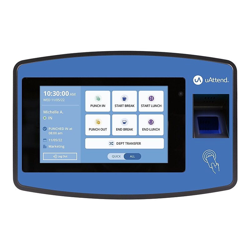uAttend Biometric Fingerprint Time Clock System, Blue/Black (NX2500) image 1