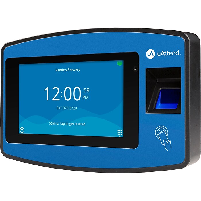 uAttend Biometric Fingerprint Time Clock System, Blue/Black