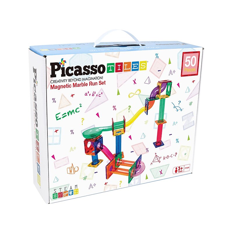 PicassoTiles Marble Run Building Blocks, 50/Pack (PTG50) image 1