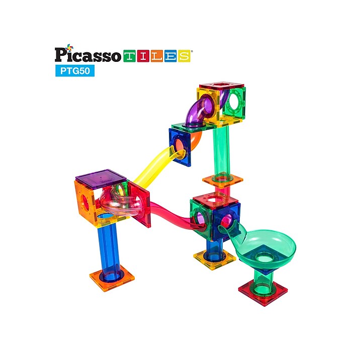 PicassoTiles Marble Run Building Blocks, 50/Pack (PTG50