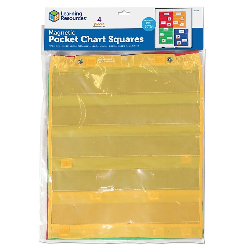 Learning Resources Magnetic Pocket Chart Squares, 17" x 14", 4 Pack (LER2384) image 1