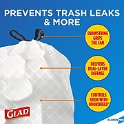CloroxPro™ Glad ® ForceFlex Tall Kitchen Drawstring Trash Bags, 13 Gallon White Trash Bag, 100 Count (78374) Package May Vary
