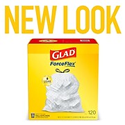 Glad® ForceFlex Tall Kitchen Drawstring Trash Bags – 13 Gallon White Trash Bag, Unscented , 120 Count Each (78564)