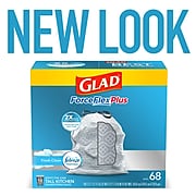 Glad® ForceFlexPlus Tall Kitchen Drawstring Trash Bags - 13 Gallon Grey Trash Bag, 68 Count (78714)