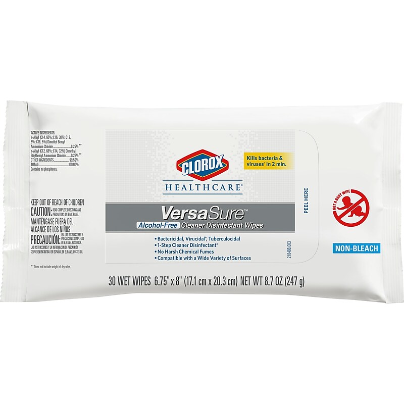 Clorox Healthcare VersaSure Disinfectant Wipes, 30 Count Soft Pack (31760) image 1