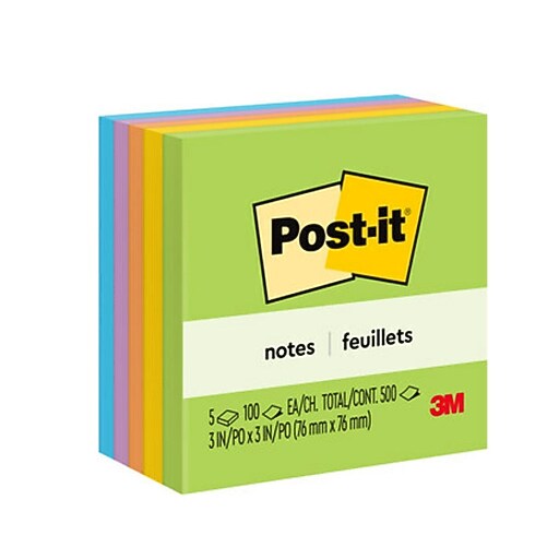 Postit Notes, 3" x 3", Floral Fantasy Collection, 100 Sheets/Pad, 5