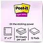 Post-it Recycled Super Sticky Notes, 3" x 3", Oasis Collection, 90 Sheet/Pad, 12 Pads/Pack (65412SST)~#|#~sp161998288_sc7