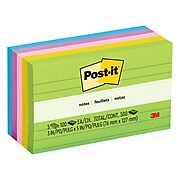 Post-it® Notes, 3" x 5", Floral Fantasy Collection, Lined, 100 Sheets/Pad, 5 Pads/Pack (635-5AU)