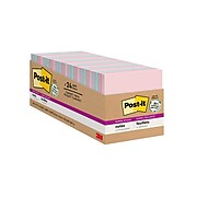 Post-it® Recycled Super Sticky Notes, 3" x 3", Wanderlust Pastels Collection, 70 Sheets/Pad, 24 Pads/Pack (654-24NH-CP)