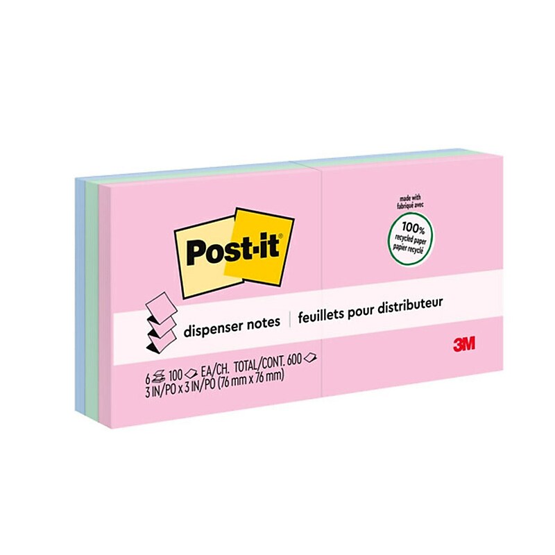 Post-it Greener Recycled Pop-up Notes, 3" x 3", Sweet Sprinkles Collection, 100 Sheet/Pad, 6 Pads/Pack (R330RP-6AP) image 1