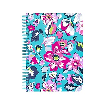 Vera Bradley Gaby Floral Mini Notebook, 6.25" x 8.25", Ruled, 80 Sheets, Blue/Pink (221884)