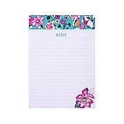 Vera Bradley Gaby Floral List Pad, 5" x 7", Lined, Blue/Pink, 100 Sheets/Pad (225984)