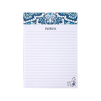 Vera Bradley Bonbon Medallion List Pad, 5" x 7", Lined, Blue/White, 100 Sheets/Pad (225985)