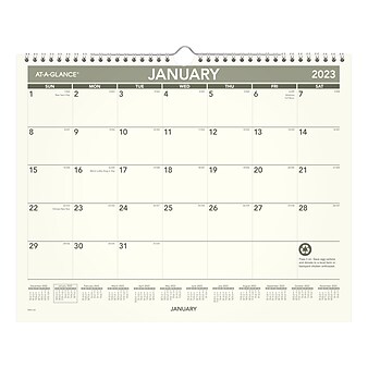 2023 AT-A-GLANCE Recycled 15" x 12" Monthly Wall Calendar, Gray/Cream (PMG77-28-23)