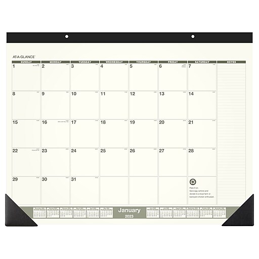 2023 AT A GLANCE Recycled 22 X 17 Monthly Desk Pad Calendar Black