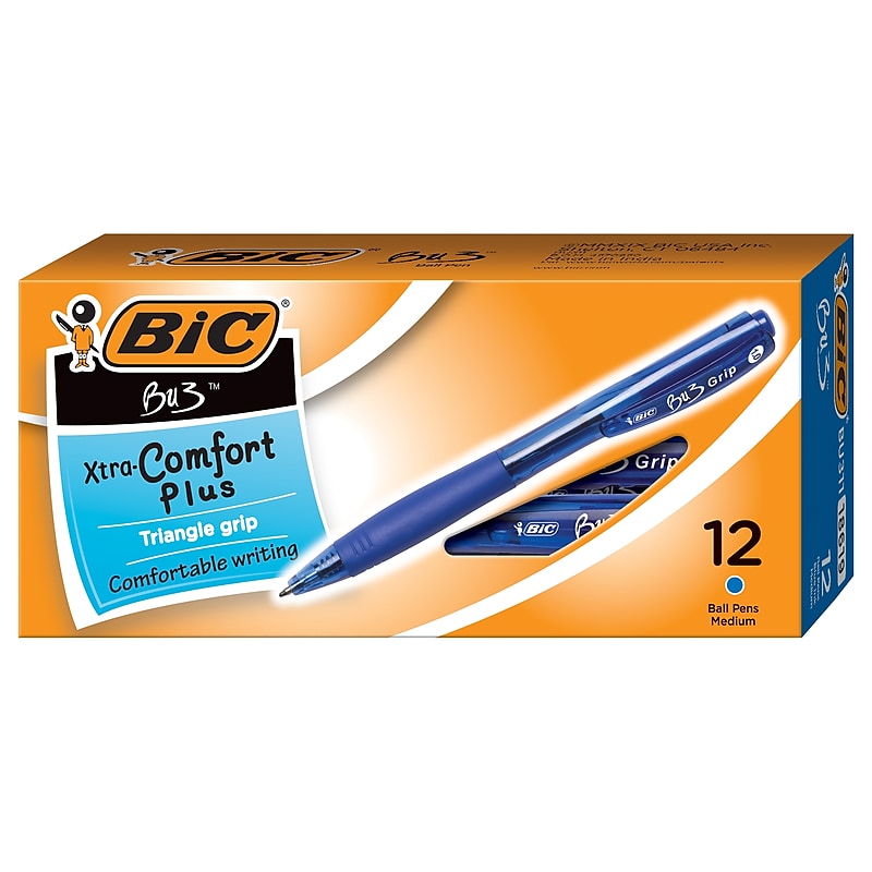 BIC Bu3 Retractable Ballpoint Pen, Medium Point, Blue Ink, Dozen (BU311BLU) image 1
