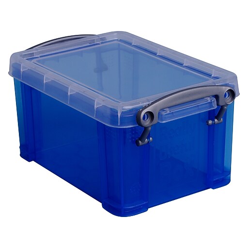 Really Useful Box 0.74 Qt. Snap Lid Storage Box, Transparent Blue (0
