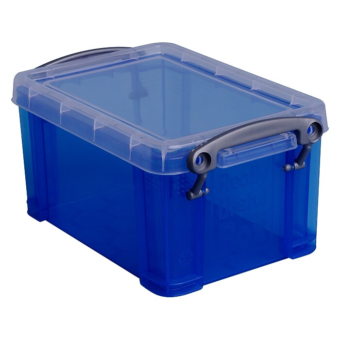 Really Useful Box 0.74 Qt. Snap Lid Storage Box, Transparent Blue